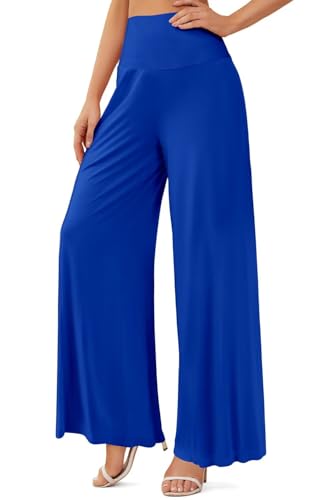 JZC Women's Palazzo Lounge Pants Stretchy Wide Leg Casual Pants Comfy High Waist Flowy Pants S-3XL