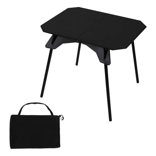 UoeRing Folding Camping Table,Outdoor Small Portable Aluminum Camp Table with Backpacking Carrying Bag for Camping Beach Picnic Grilling Hiking FishingTravel (Black)