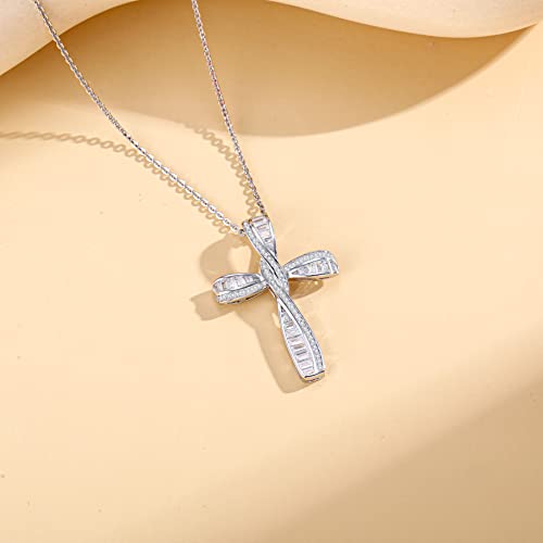 FANCIME Cross Necklace For Women Sterling Silver Cubic Zirconia Twisted Cross Infinity Open Loop Pendant Gift For Women, 18" Extender4