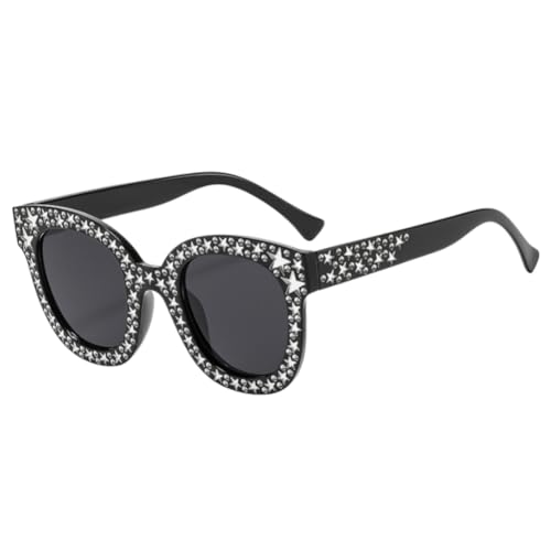 Shiratori Womens Oversized Square Sunglasses Bling Rhinestone Crystal Fashion UV400 Protection Trendy Sun Glasses for Women Men Black