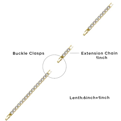 Adjustable Tennis Bracelets for Women Gold/Silver Dainty 14K Gold Plated Cubic Zirconia Bracelets for Women CZ Bling Diamond Bracelet for Prom Wedding 6-7Inch4
