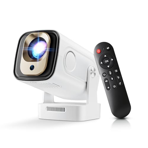 [ Auto Focus & Keystone / 1080P Native ] Mini Projector with Wifi and Bluetooth 5.4, Portable Projector for Outdoor Movies/Bedroom, Built in Apps, Smart Proyector 4K Support (2026 Upgrade, White)
