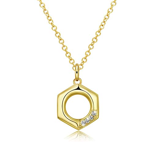 Plaqué or pour les femmes actif au quotidien avec pendentif hexagone