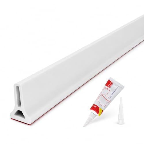 Image of 2M Shower Water Barrier 5cm, Silicone Water Dam & Shower Threshold Strip, Self Adhesive Water Stopper with Glue for Bathroom Floor, Shower, Bathtub & Kitchen Sink