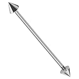 AZARIO LONDON Piercing de acero quirúrgico 316L, calibre 14 (1,6 mm) – 55 mm de longitud, con cono de 5 mm, para cartílago industrial, piercing de oreja, joyería