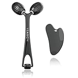 Yeamon Gua Sha Facial Tools and Face Roller Set, Facial Massage Tool for Women’s Skincare Routine,Cooling Stainless Steel Face Sculpting Eyes Roller Guasha for Daily Use or Self-Care Gift for Women