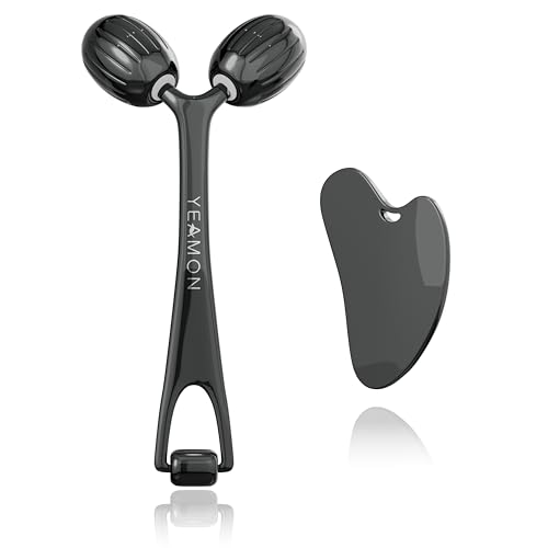 Yeamon Gua Sha Facial Tools and Face Roller Set, Facial Massage Tool for Women’s Skincare Routine,Cooling Stainless Steel Face Sculpting Eyes Roller Guasha for Daily Use or Self-Care Gift for Women