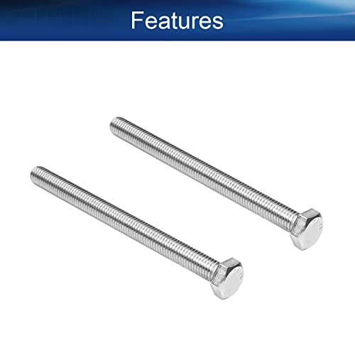 Image of Heyiarbeit M10 Hex Bolt M10-1.5 x 120mm UNC Hex Head Screw Bolts 304 Stainless Steel Fully Threaded Hex Tap Bolts 2pcs