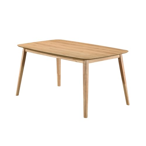 Image of Acanva Modern Rectangular Dining Table for 6, Farmhouse Kitchen Dinner Tables with Tapered Wood Legs, Oak