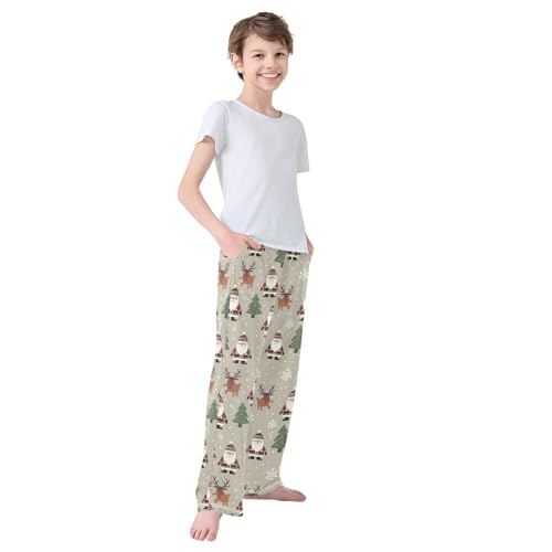 Boys' Pants Christmas Santa Claus Reindeer Snowflake Long Bottoms Elastic Waist Trousers with Pockets S-XL4