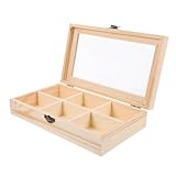 Ipetboom Kleine Holz Aufbewahrungsbox mit Sichtfenster und 6 Fächern 22 X 13 X 5cm für Hotels Cafés und Restaurants Tee und Kaffeeaufbewahrung mit Organizer Funktion