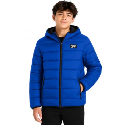 Image of Reebok Boys Winter Coat - Lightweight Insulated Puffer Jacket - Wind & Water Resistant Quilted Hooded Winter Jacket for Boys