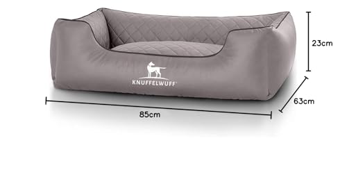 Knuffelwuff Hundebett Kunstleder Hundekorb Hundesofa Hundekissen Hundekörbchen waschbar Milan, M-L 85 x 63cm, grau