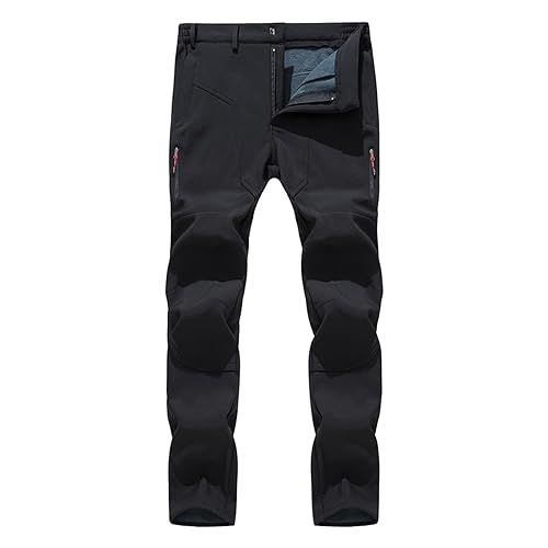 Freiesoldaten Uomo Outdoor Foderati in Pile Pantaloni Invernali Resistenti all'Acqua per la Pesca Passeggiate Escursioni Softshell Pantaloni da Sci