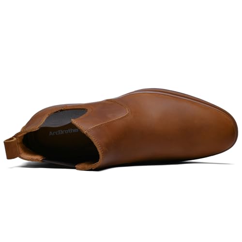 Image of ArcBrothers Men's Chelsea Boots, Relaxed Fit Roomy Toe Box Design, Premium Leather Slip-on Ankle Boots, All-Day Comfort
