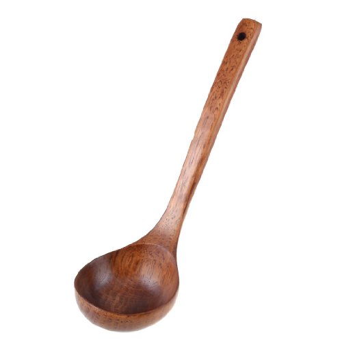 SameeHome Cuisine Cuisson Poignee Droite Bois Scoop de Soupe Bois cuillere Louche Brun 11