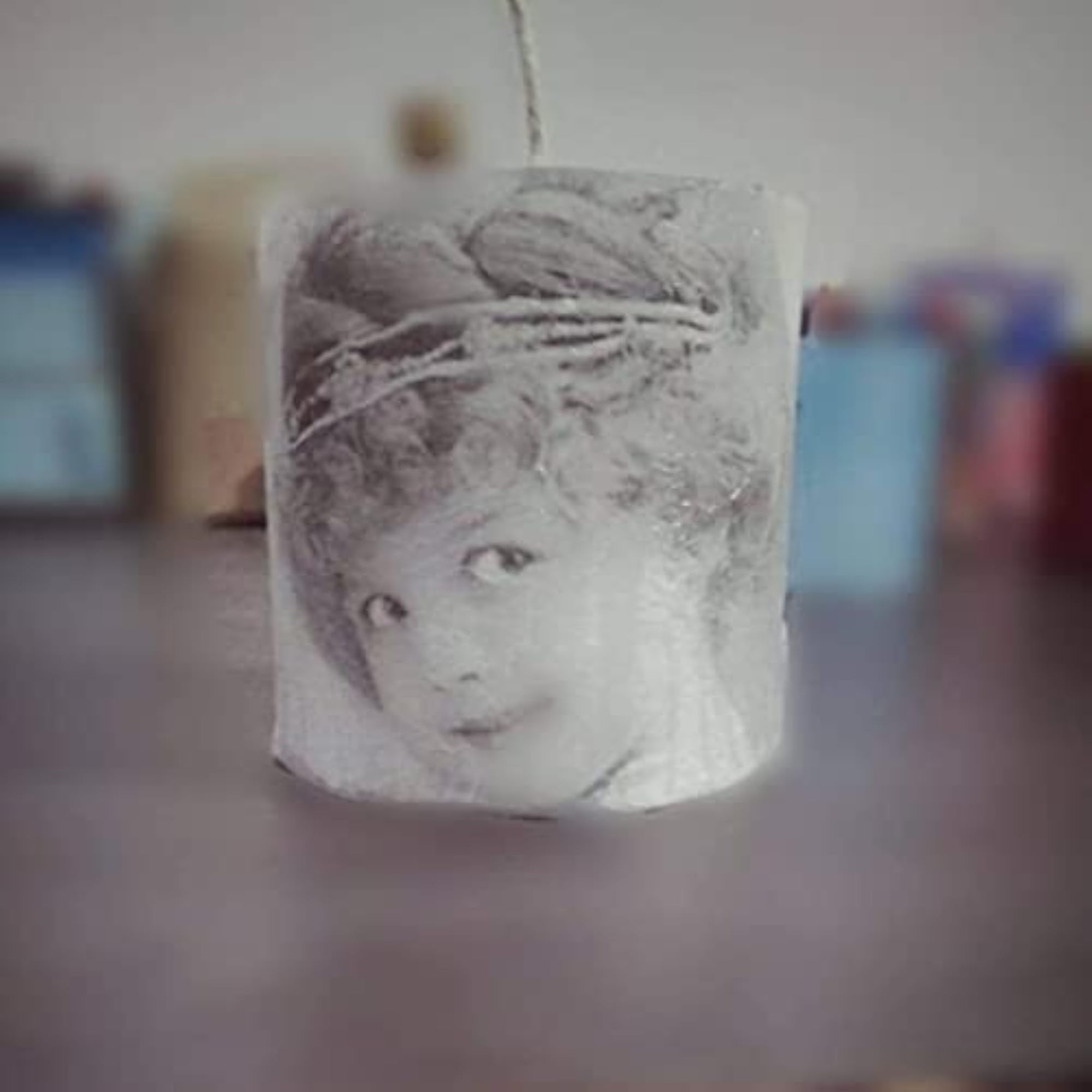Candle Station Decoupage Doll Pillar Candle, Decorative
