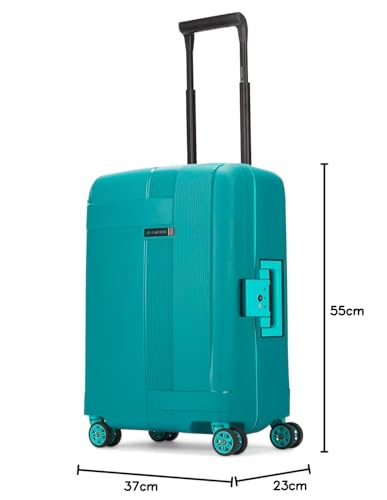 Image of CARLTON Vault | Cabin Trolley Bag, 55 Cm Small Hardsided Luggage | 8 Wheels, TSA Lock | Polypropylene | Premium Suitcase for Travel | 5 Year International Warranty | Green