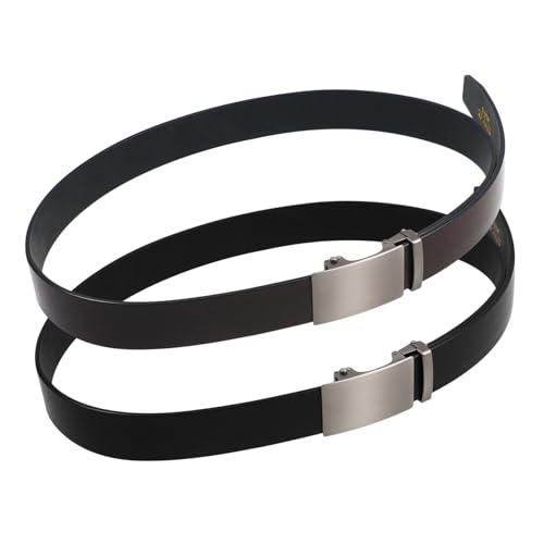 Beaupretty 2pcs Adjustable Ratchet Belt for Men Vintage Automatic Buckle Wide Long Tpu for Business and Casual Attire