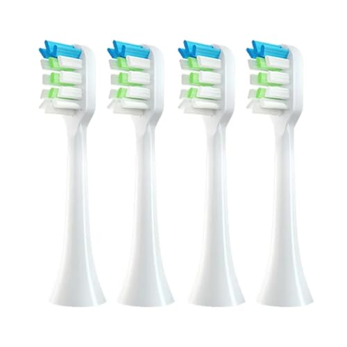 Compatible con cabezales de repuesto Planck O2 for cepillo de dientes eléctrico Evowera de dureza media.(4PCS White)