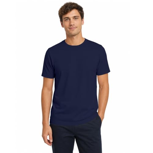 Image of 100% Cotton Premium Crew Neck T-Shirt, Classic Tee for Men Short Sleeve | No Poking Labels, Ultra-Soft, Breathable, Everyday Essential, All Day Active Wear