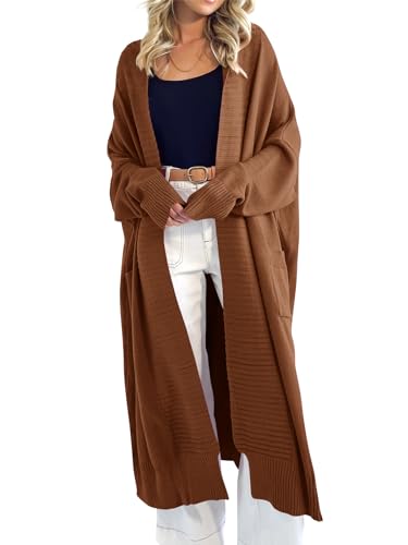 Image of Danedvi Womens Long Cardigan Sweaters 2026 Spring Chunky Knit Oversized Slouchy Open Front Warm Coats with Pockets