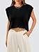 WIHOLL Summer Tops for Women Cap Sleeve Spring Outfits for Women 2025 Fashion Sleeveless Tank Top Basic Tee T Shirts 2026 Trendy Cute Loose Fit Business Casual Beach Vacation Clothes Black XL