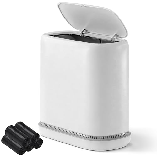 Caneca de Basura Rectangular Blanca con Tapa y Diseño Oculto