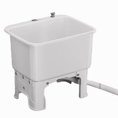 AOUMK簡易流し台 キッチンシンク 屋外用 プラスチック 低い ガーデン流し台 蛇口なし 自立型 深型シンク ガーデン キャンプ 家庭 工場 組立簡単 持ち運び可能 (40*40*46.5cm,ホワイト)