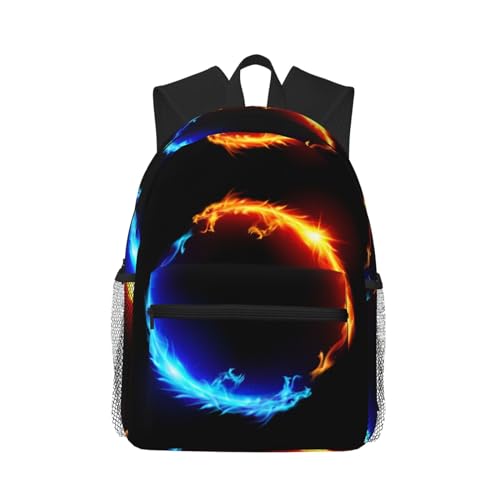 Sac à dos ordinateur portable noir avec motif dragon pour l'école
