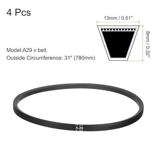 Image of uxcell 4pcs A29 /4L310 Classic Wrapped Rubber V-Belt, 29 inch(730mm) Inside Circumference, A Profile V Belt