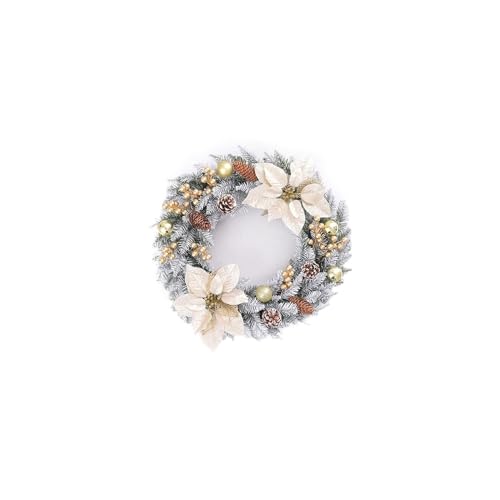 Couronne de Noël extérieure pour porte fenêtre mur, déco maison or 2pc