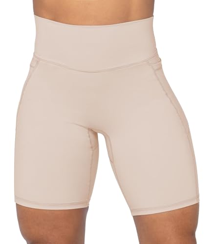Image of Sunzel No Front Seam Biker Shorts for Women with Pockets, Yoga Workout Gym Bike Shorts with Tummy Control | 3, 5 Or 8-Inch Inseam, High Waisted, No Front Seam, Side Pockets, Buttery Soft, Compression Fit, Squat Proof, Tummy Control