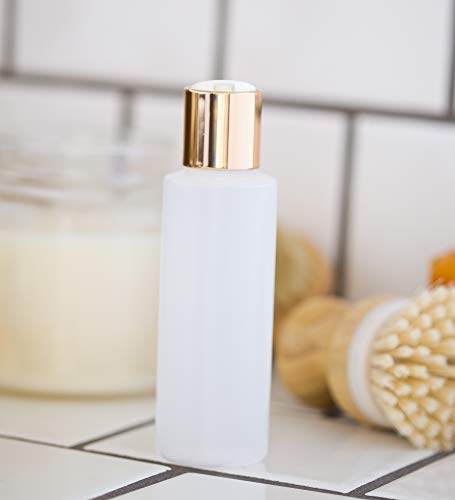 JUVITUS 4 oz / 120 ml Clear Natural Refillable Plastic Squeeze Bottle Dispenser with Gold Disc Cap (12 pack)3