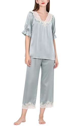 Pyjama 100% soie de mûrier 19 momme WEWE ensemble de luxe en dentelle pour femme