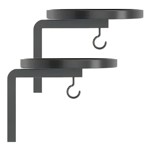 Support mural pour étagère et pot de fleur en métal robuste lot de 2 pièces noires