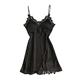 Women Satin Nightgown Sexy Babydoll Lingerie V Neck Underwire Bra Nightwear Lace Chemise Mini Teddy...