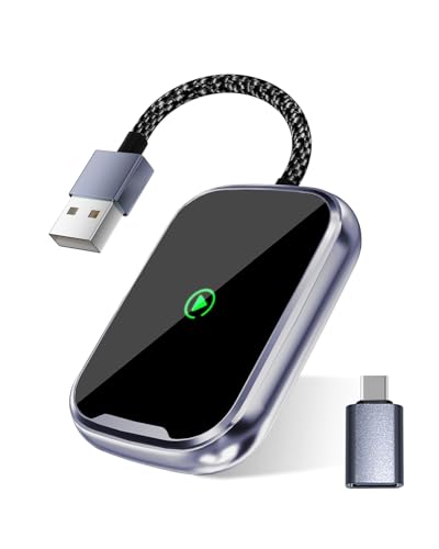 Tesheer Wireless Carplay Adapter, 2 in 1 CarPlay Android Auto Wireless Adapter, 2025 Upgraded Auto-Connect & Low Latency Wireless Car Play Dongle for Apple iPhone