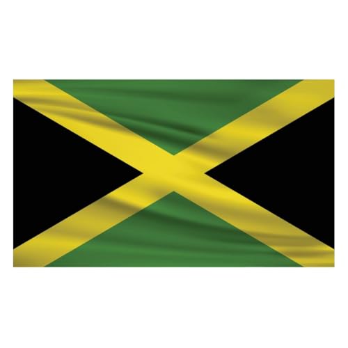 Jamaica Flag 5x3 ft Outdoor/Indoor Polyester Flag with Brass Grommets Fade-Resistant Double-Stitched Edges Patriotic Banner for Home Events or Business
