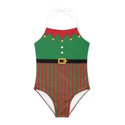 Image of Christmas Kids One-Piece Halter Swimsuits Beach Swimwear Bathing Suit for 3-10 Years Girls