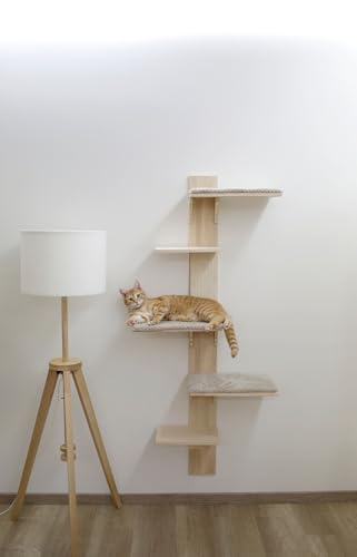 Arbre à chat mural Kerbl Timber de 150 cm adapté aux petits appartements