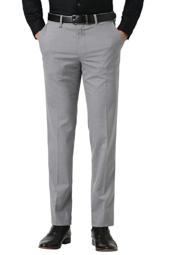 Image of Van Heusen Men's Mid Rise Slim Fit Premium Formal Trousers | Superior Comfort | Auto-Flex Waist Band | Soft Touch
