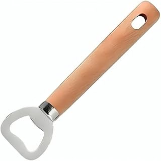 Personalised Wooden Handle Bottle Opener For 3 * 17.5 Cm (Silver & Beige)