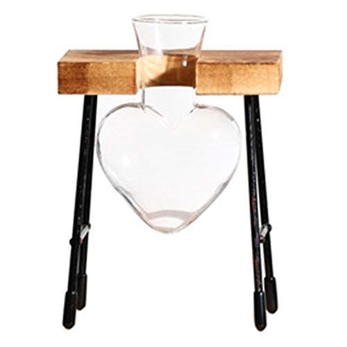 MAQUE Glass Vase Vase Vintage Flower Pot Table Desktop Bonsai Heart Shape Wedding Vase-A