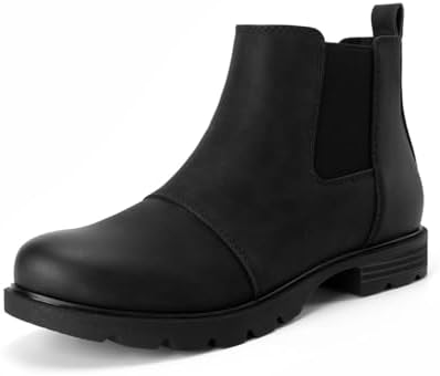 Athlefit Women's Chelsea Boots Low Heel Slip On Lug Sole Elastic Short Ankle Booties