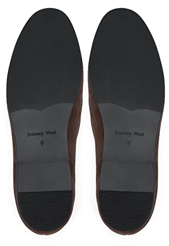 Image of Journey West Men's Suede Leather Belgian Loafers for Men Slip-on Casual Penny Casual Loafers
