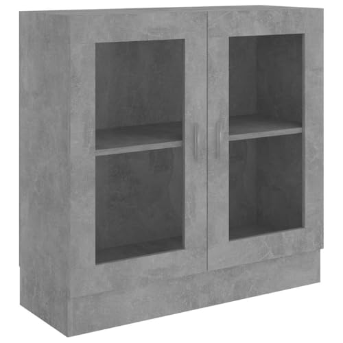 Tomostar Vitrine en Verre, Armoire Vitrine de Collection Armoire Vitrée Bibliothèque Meubles de Rangement pour Salon Gris béton 82,5x30,5x80 cm Bois d'ingénierie
