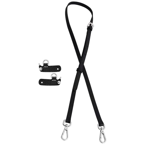 Image of Bag Leather Strap Replacement Crossbody Shoulder Straps for xs MINI Pouch, No Damage Conversion Kits Accessories (MINI-Black-Silver hardware)