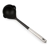 ARCOS Cazo de Silicona, Redondeado y Flexible de 323 mm para Servir caldos y salsas en la Cocina. Mango y Cuerpo de Acero Inoxidable. Resiste 240º. Color Negro y gris