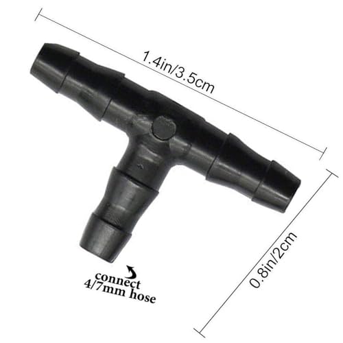 Kalolary UQ-TS54 200Pcs 1/4 Inch Universal Barbed Tee Fittings, Drip Irrigation Barbed Connectors thumb #1